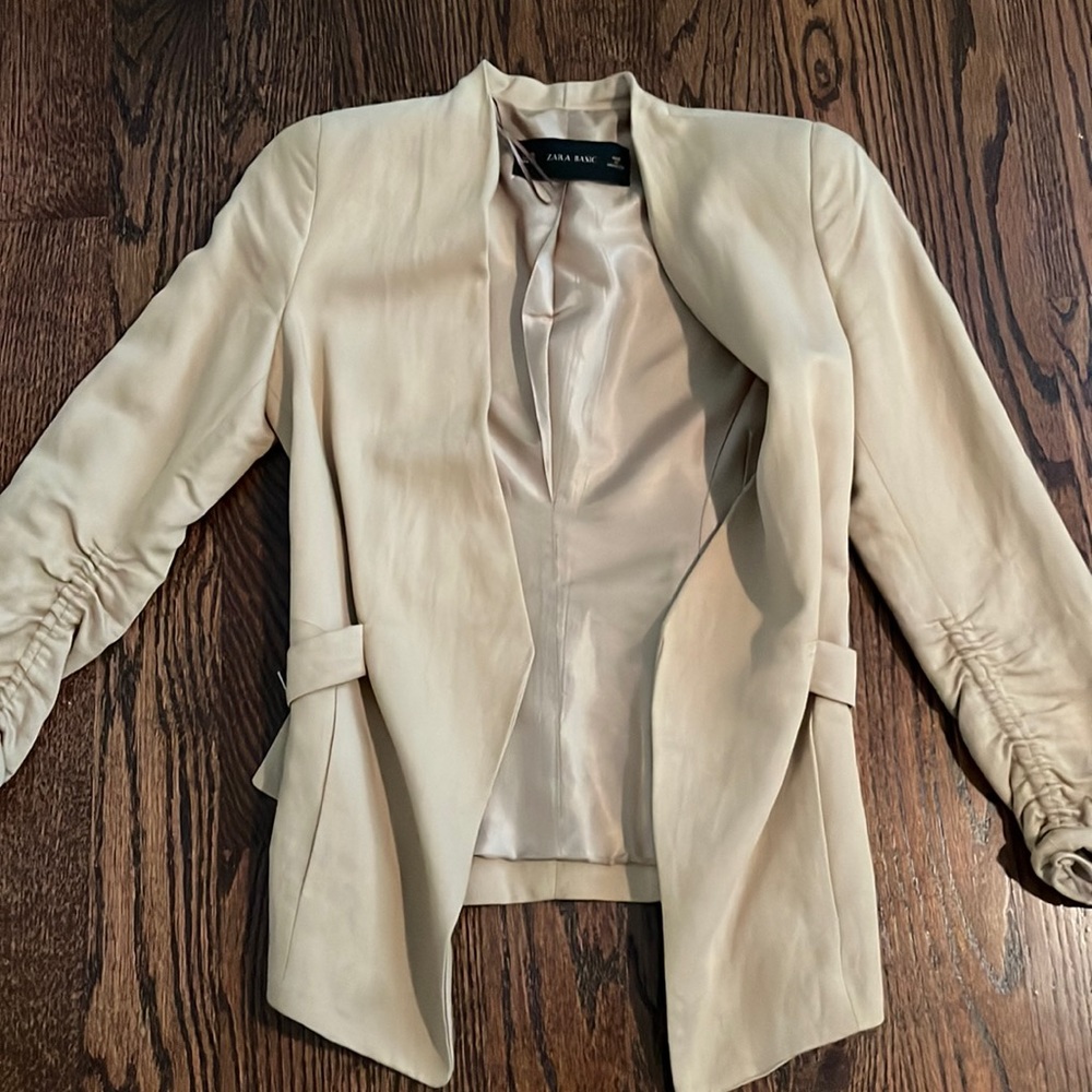 Zara Cream Open-Front Blazer